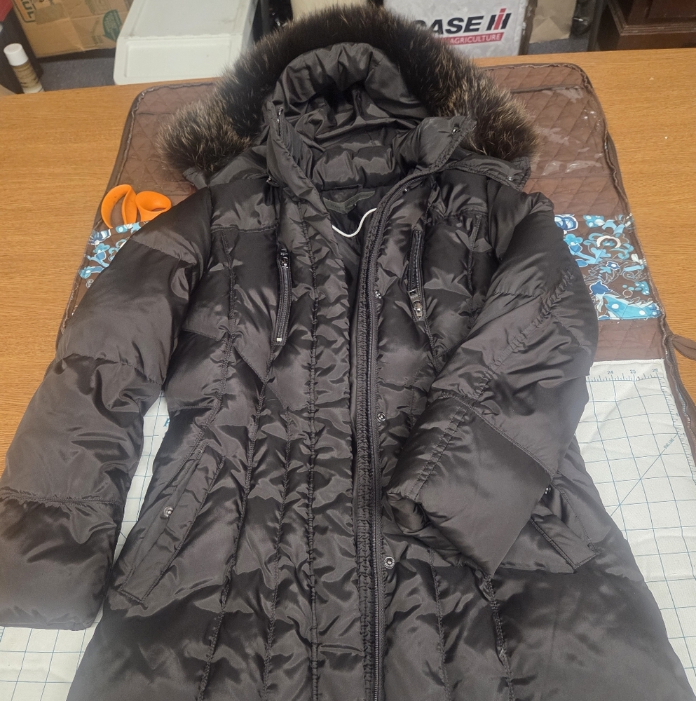 Marc New York Black Puffer Jacket with Fur Hood